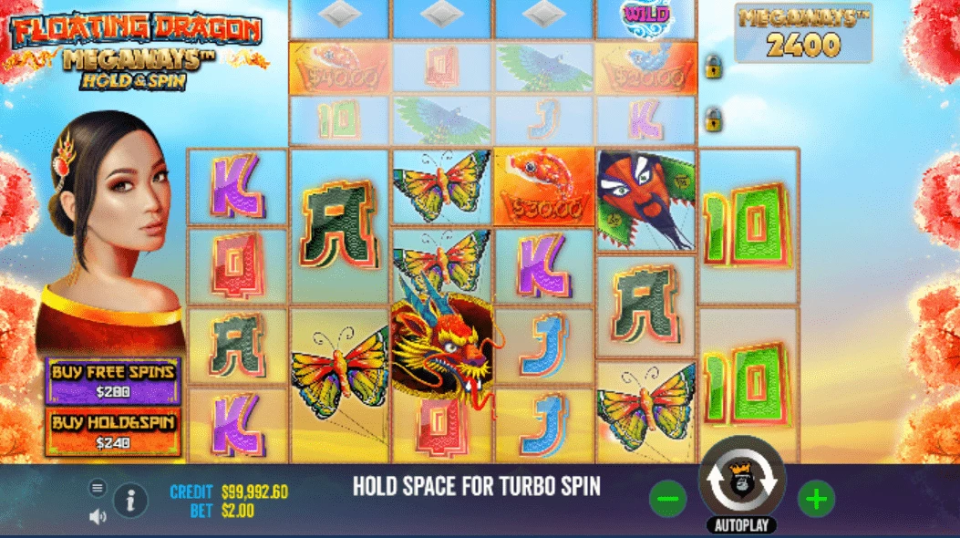 Impressie floating dragon megaways