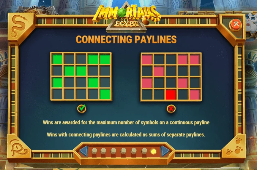 paylines immortails of egypt