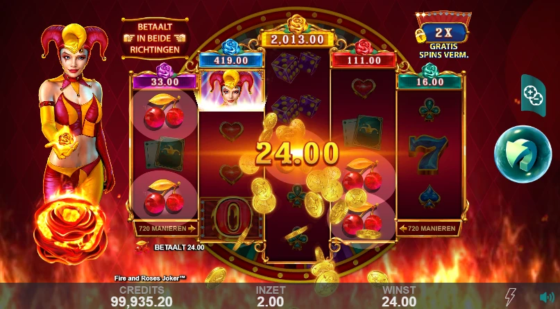 Fire and Roses Joker win