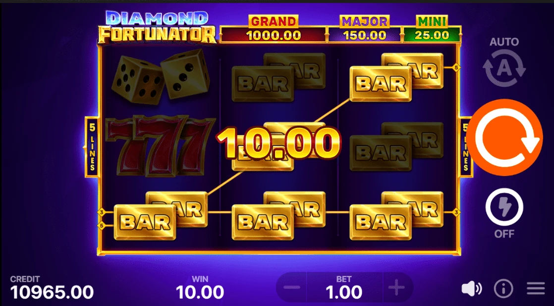 Diamond Fortunator win