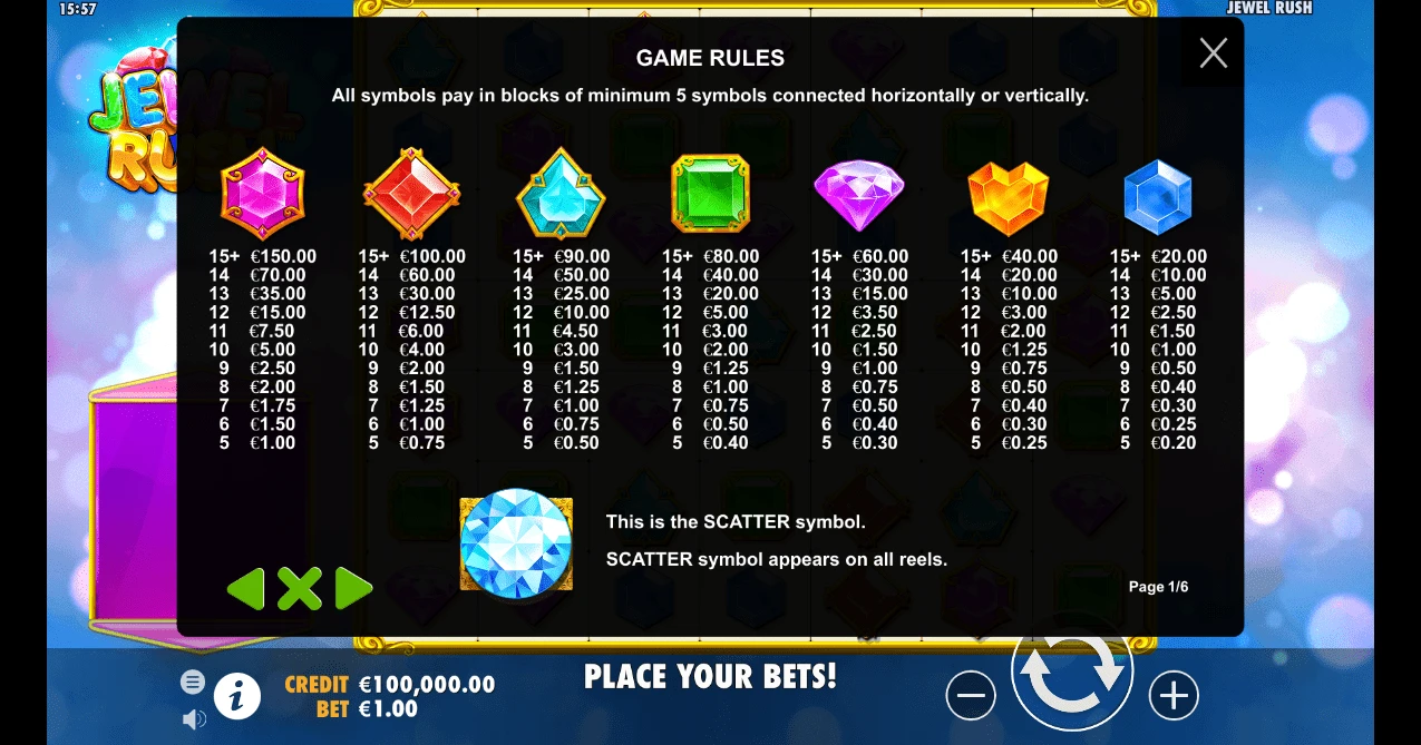 Jewel Rush uitbetaling
