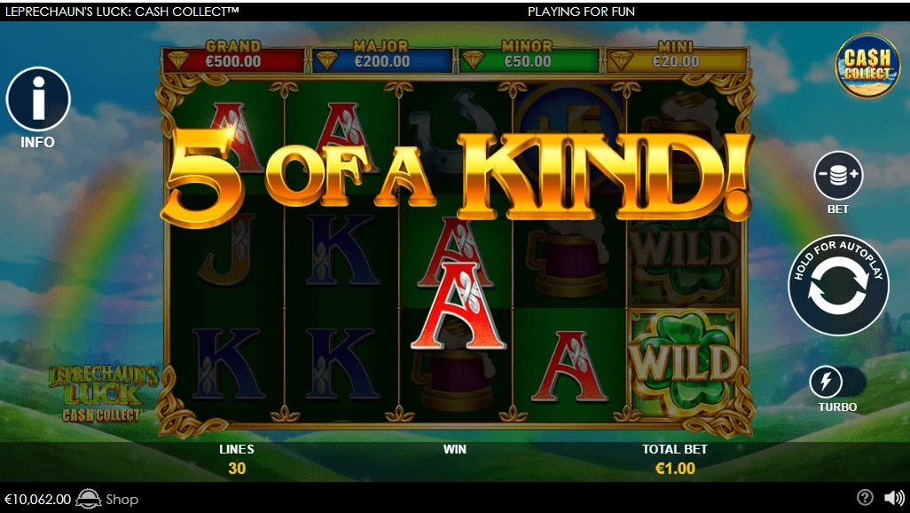 Leprechaun's Luck Cash Collect 5 of a kind A