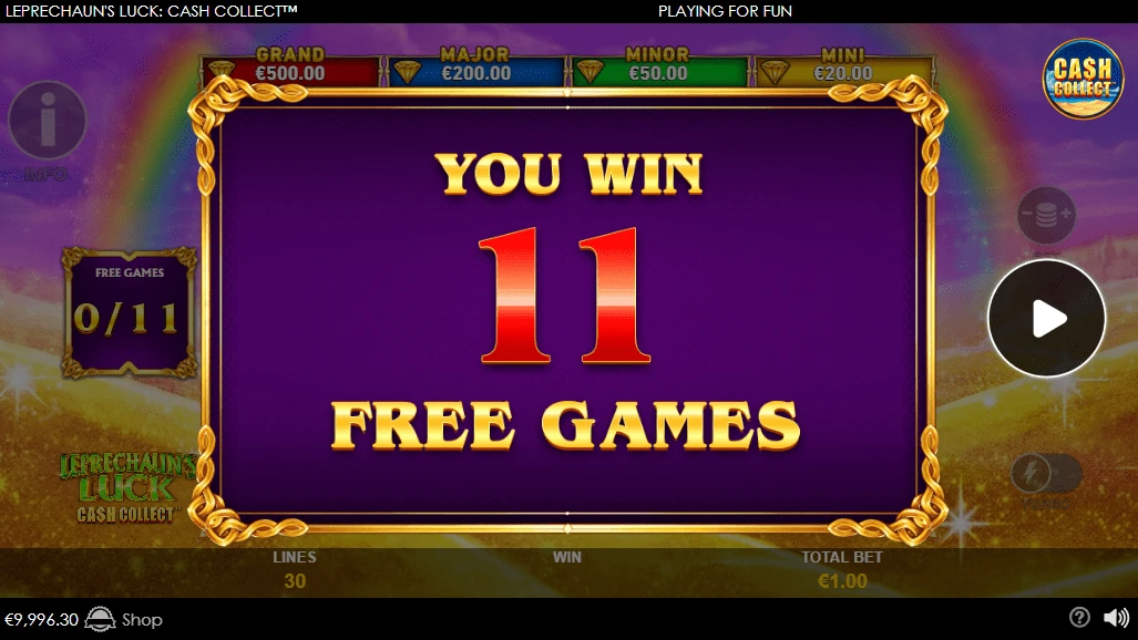 Leprechaun's Luck Cash Collect gratis spins